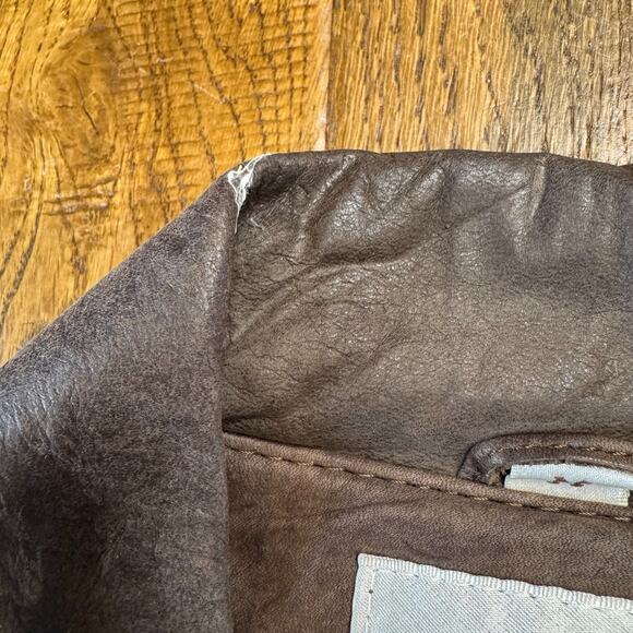 Vintage G-III Global Identity Brown Leather Bomber Jacket Size M Map Lined - Picture 4 of 7